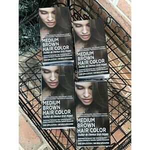 (4) Nu-Pore Medium Brown Hair Color  Covers Gray